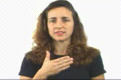 Imagem onde intérprete diz "Gostar", em LIBRAS